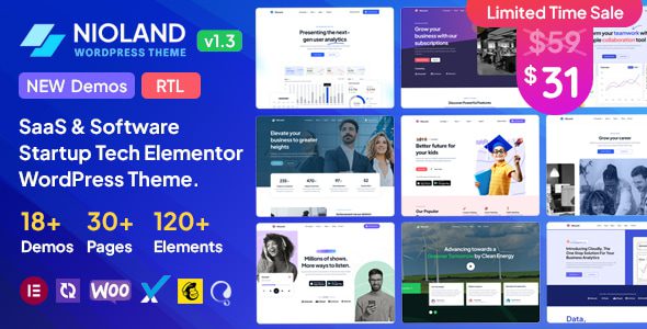 Nioland – SaaS and Software Startup Tech WordPress Theme