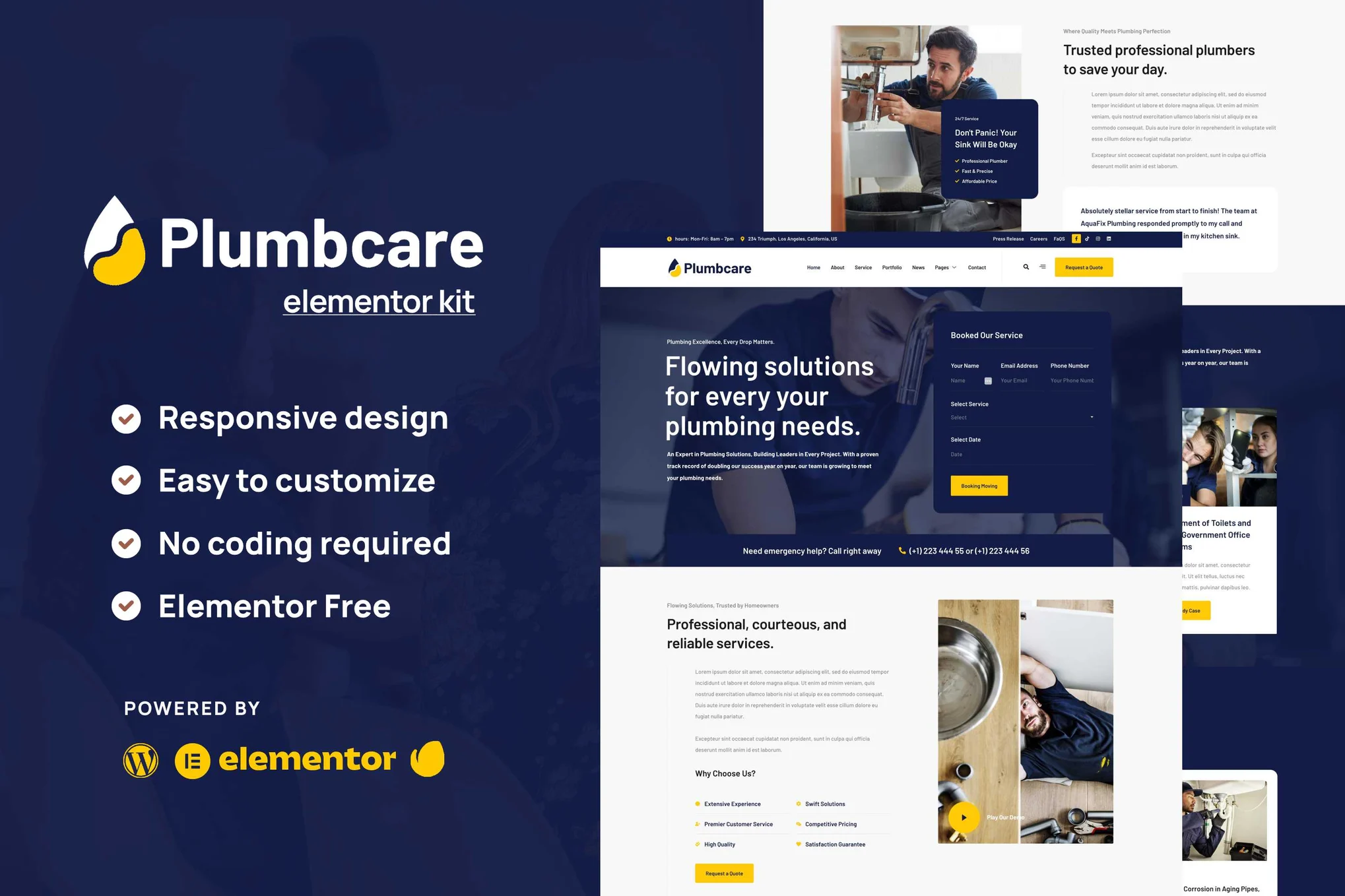PlumbCare – Plumbing Service Elementor Template Kit