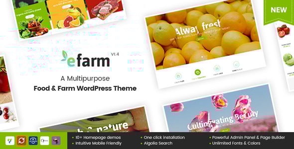 eFarm – A Multipurpose Food and Farm WordPress Theme