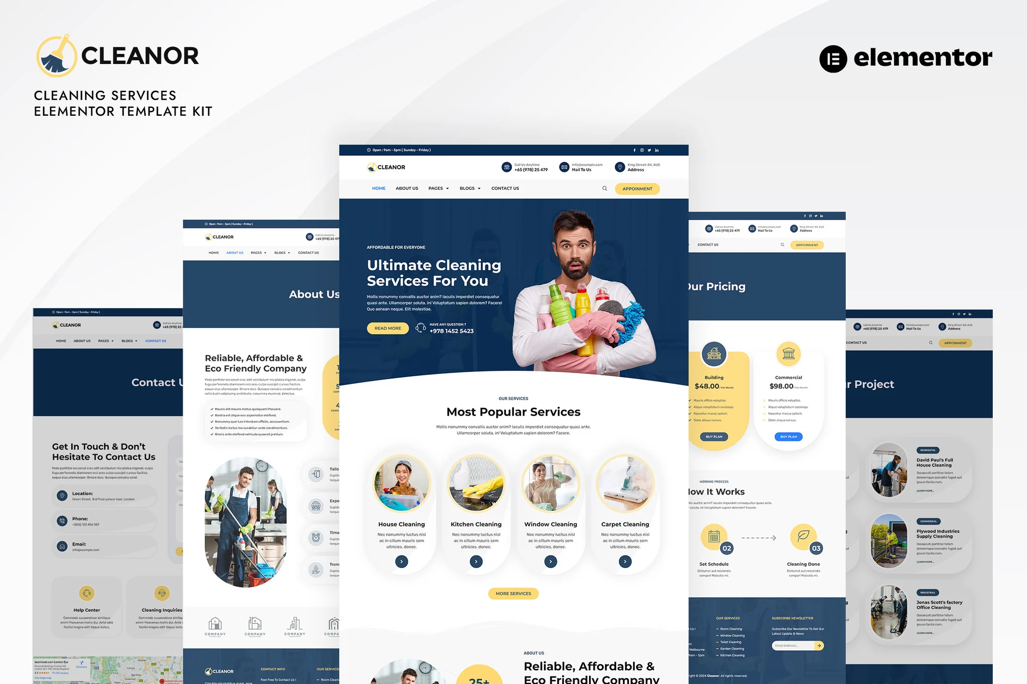 Cleanor – Cleaning Services Elementor Pro Template Kit