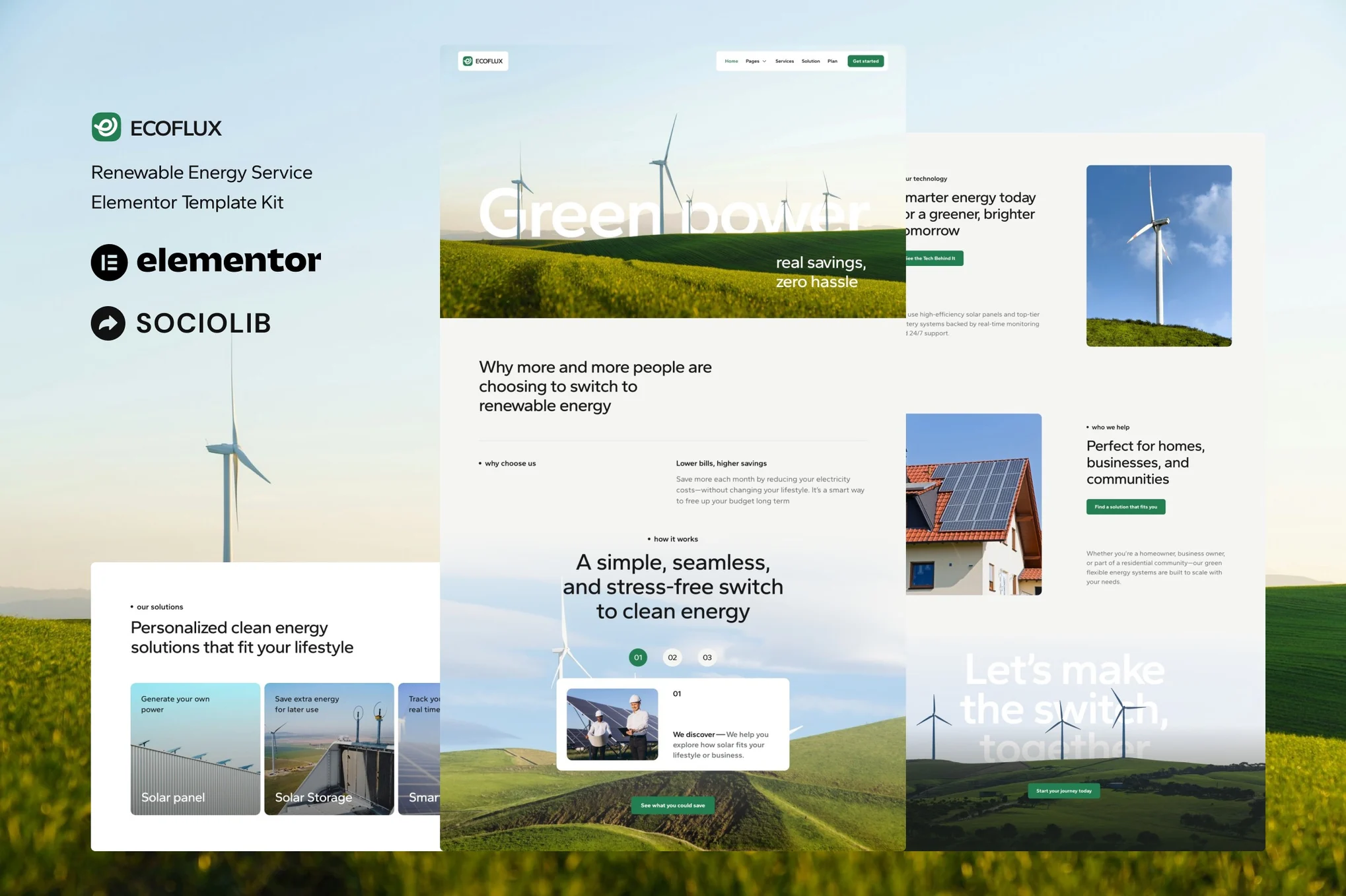 Ecoflux – Renewable Energy and Solar Panel Elementor Template Kit