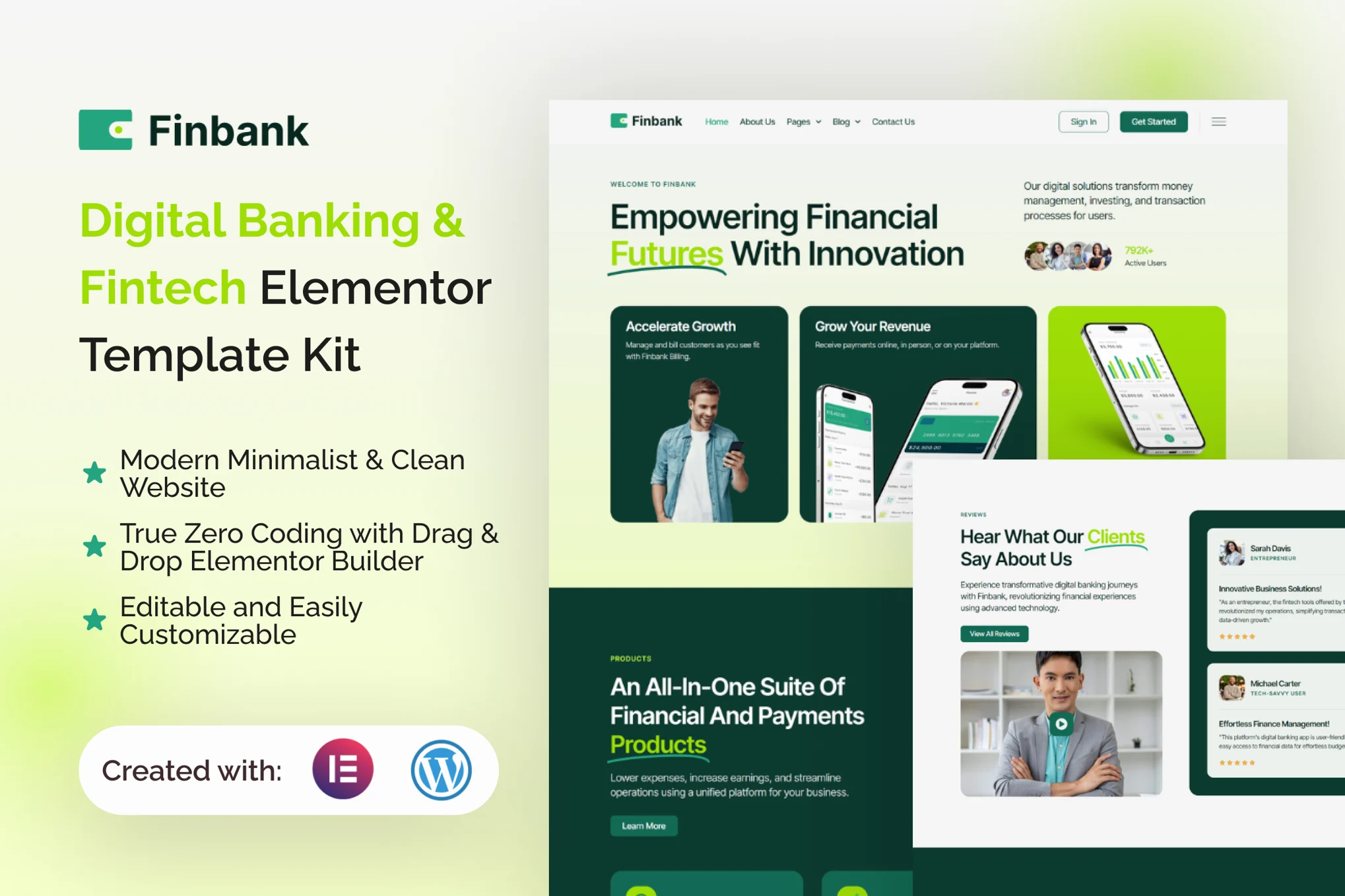 Finbank – Digital Banking and Fintech Elementor Template Kit