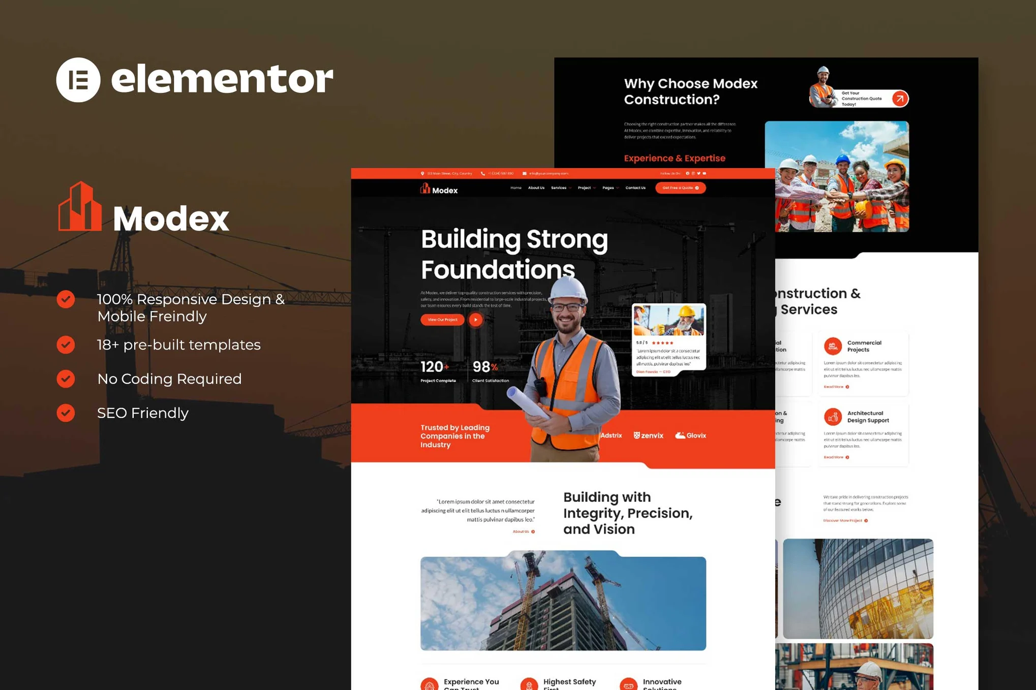 Modex – Construction and Building Services Elementor Template Kit