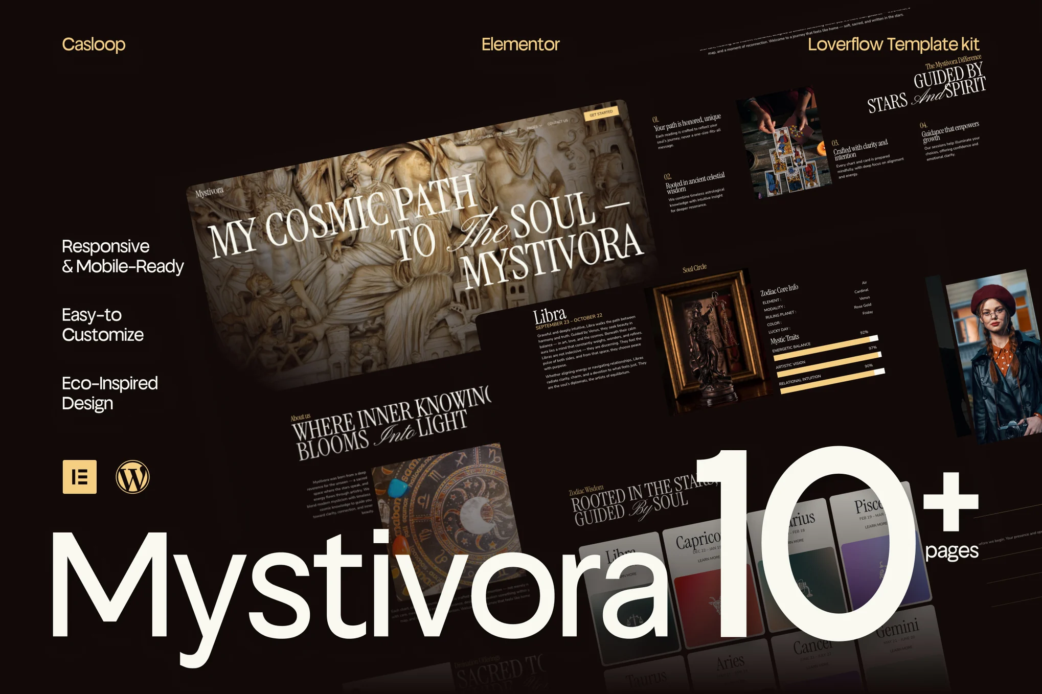Mystivora – Modern Mystical Astrology and Horoscope Elementor Template Kit