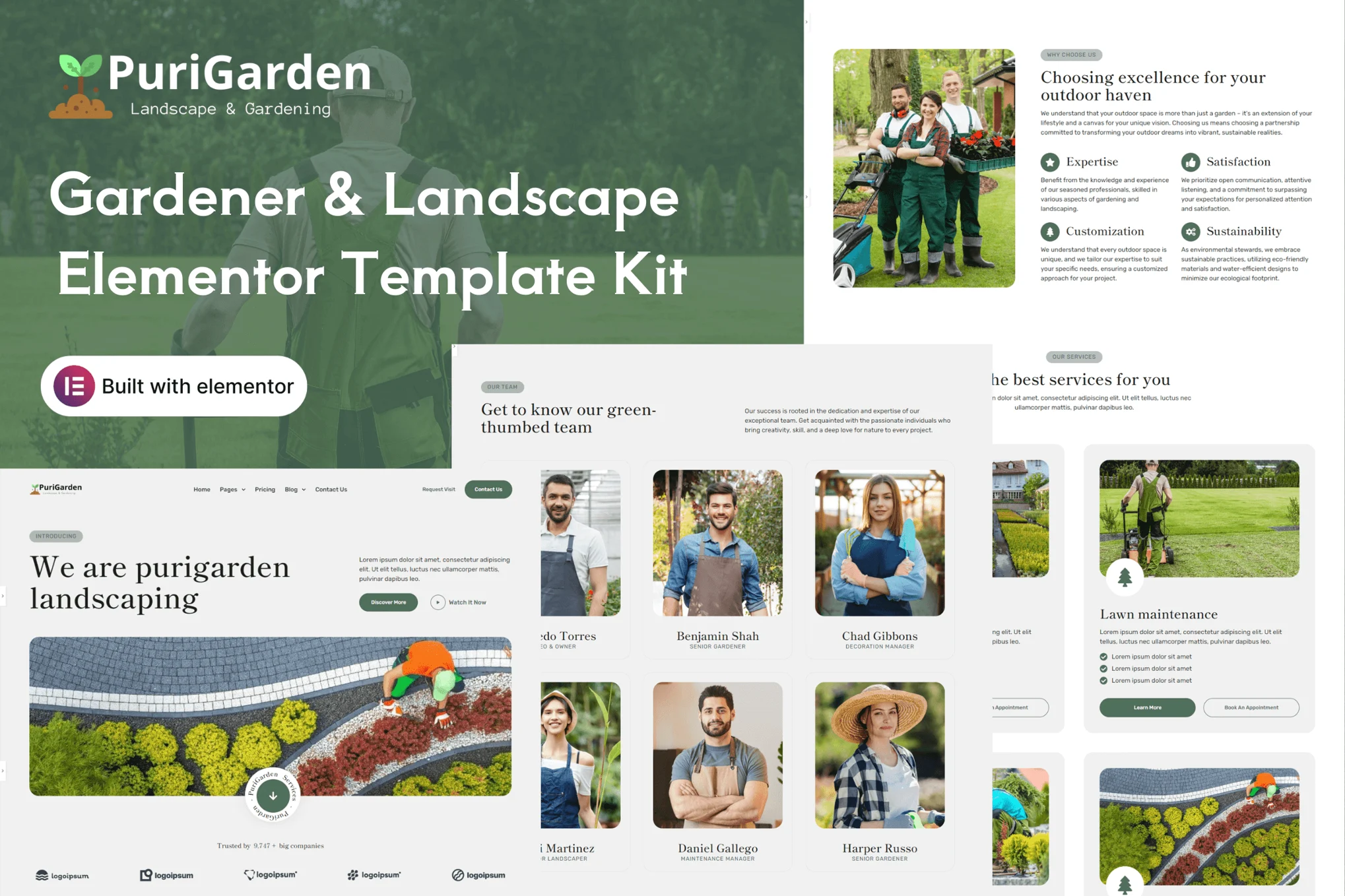 PuriGarden – Gardener and Landscape Elementor Pro Template Kit