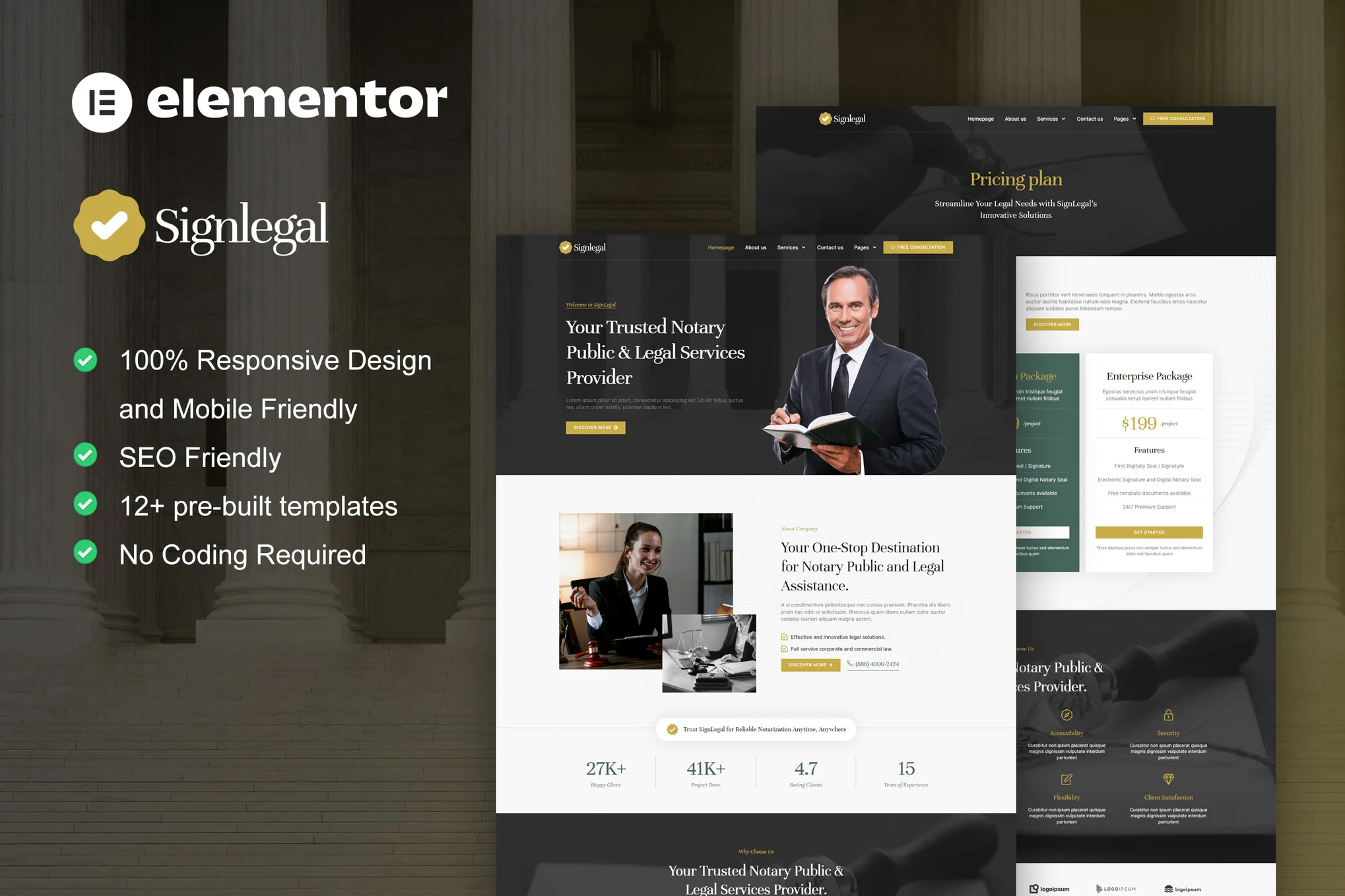 SignLegal – Notary Public and Legal Services Elementor Pro Template Kit