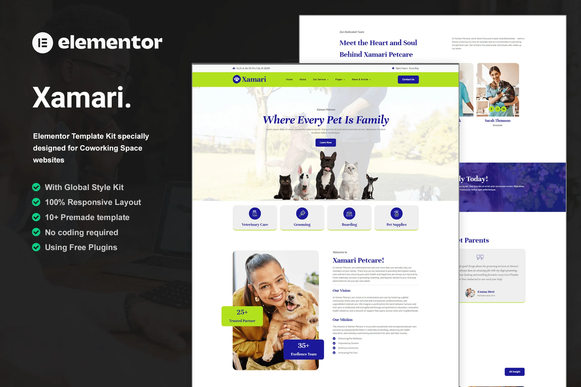 Xamari – Pet Care Services Elementor Template Kit