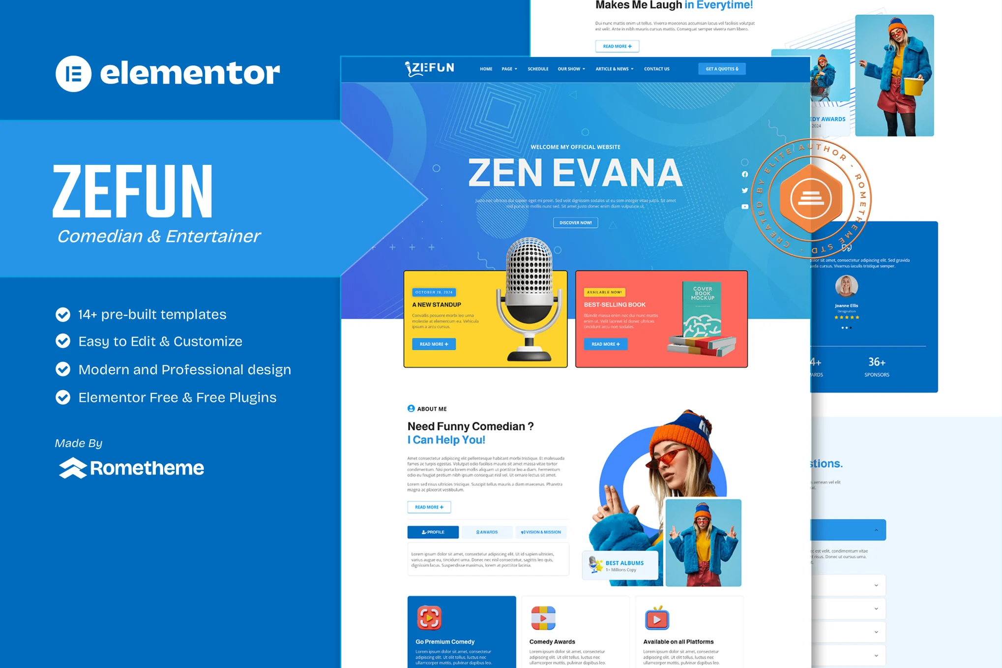 Zefun – Comedian and Entertainer Elementor Template Kit
