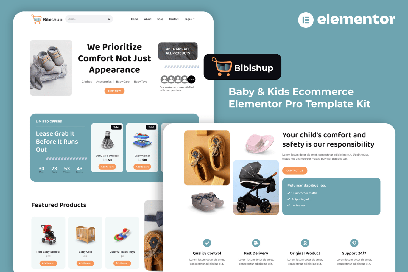 Bibishup – Baby and Kids Ecommerce Elementor Pro Template Kit