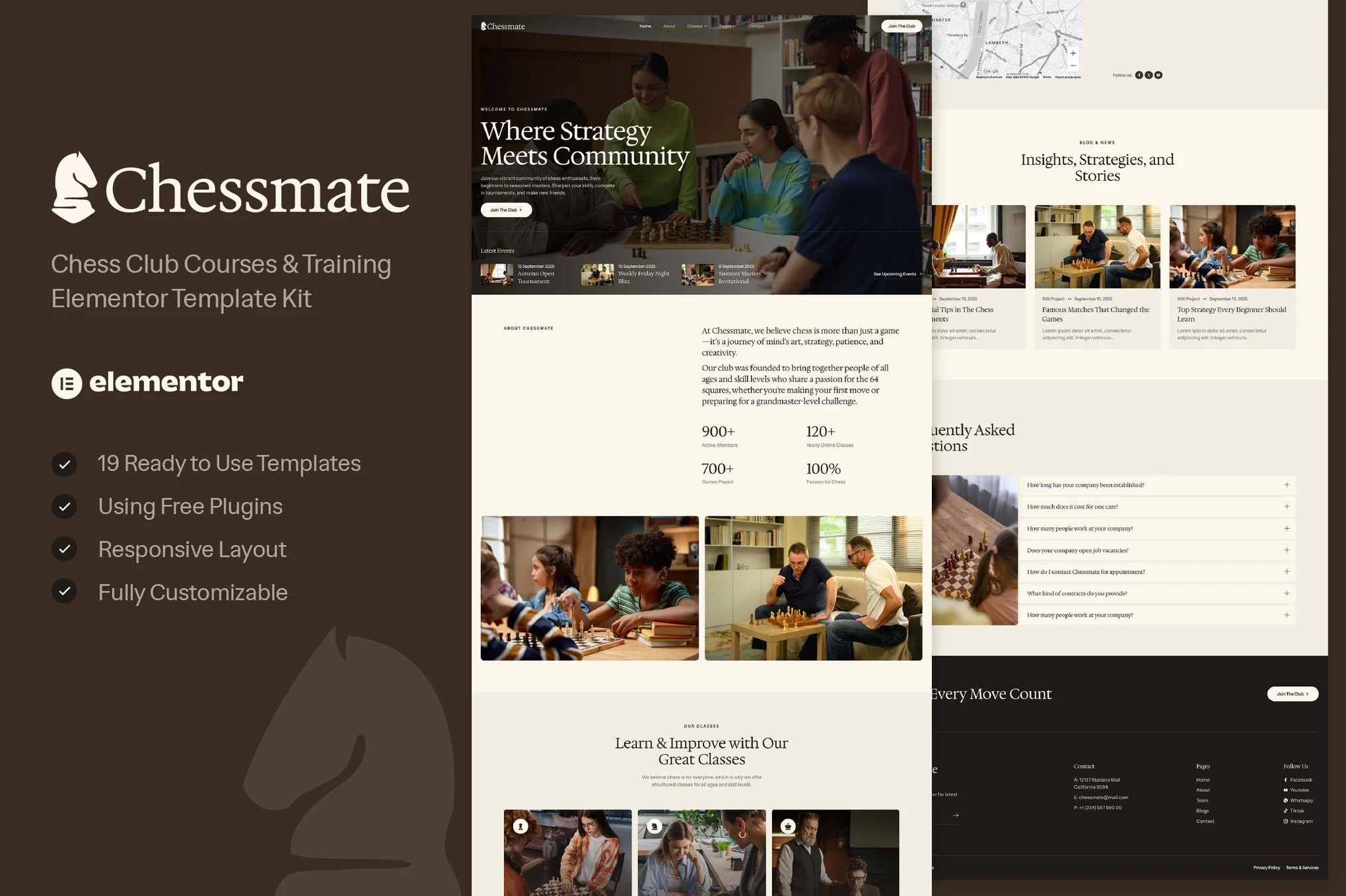 Chessmate – Chess Club Courses and Training Elementor Template Kit