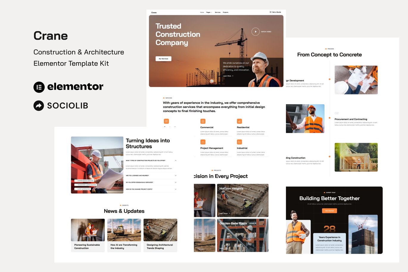 Crane – Construction and Architecture Elementor Template Kit