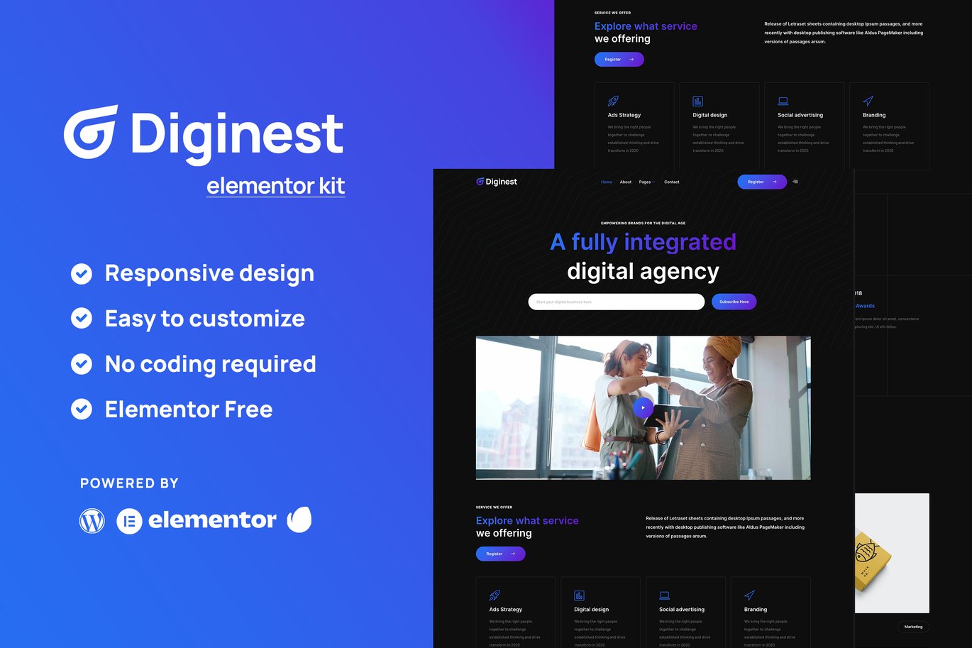 Diginest – Digital Agency Services Elementor Template Kit