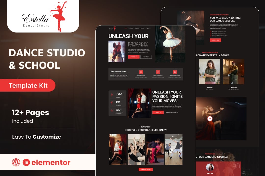 Estella – Dance School and Studio Elementor Template Kit
