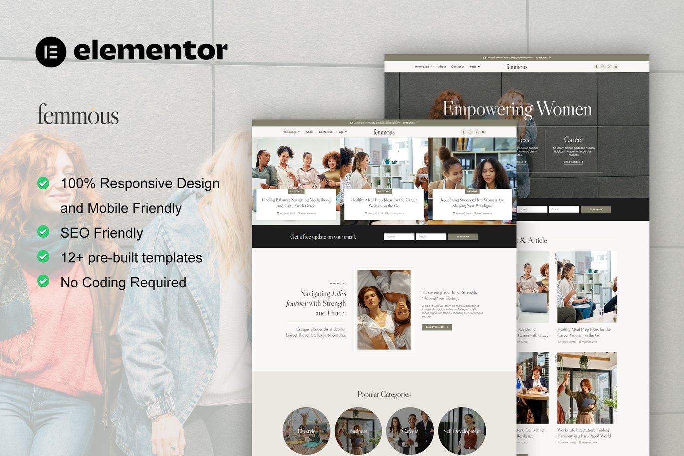 Femmous – Modern Feminine Blog Elementor Template Kit