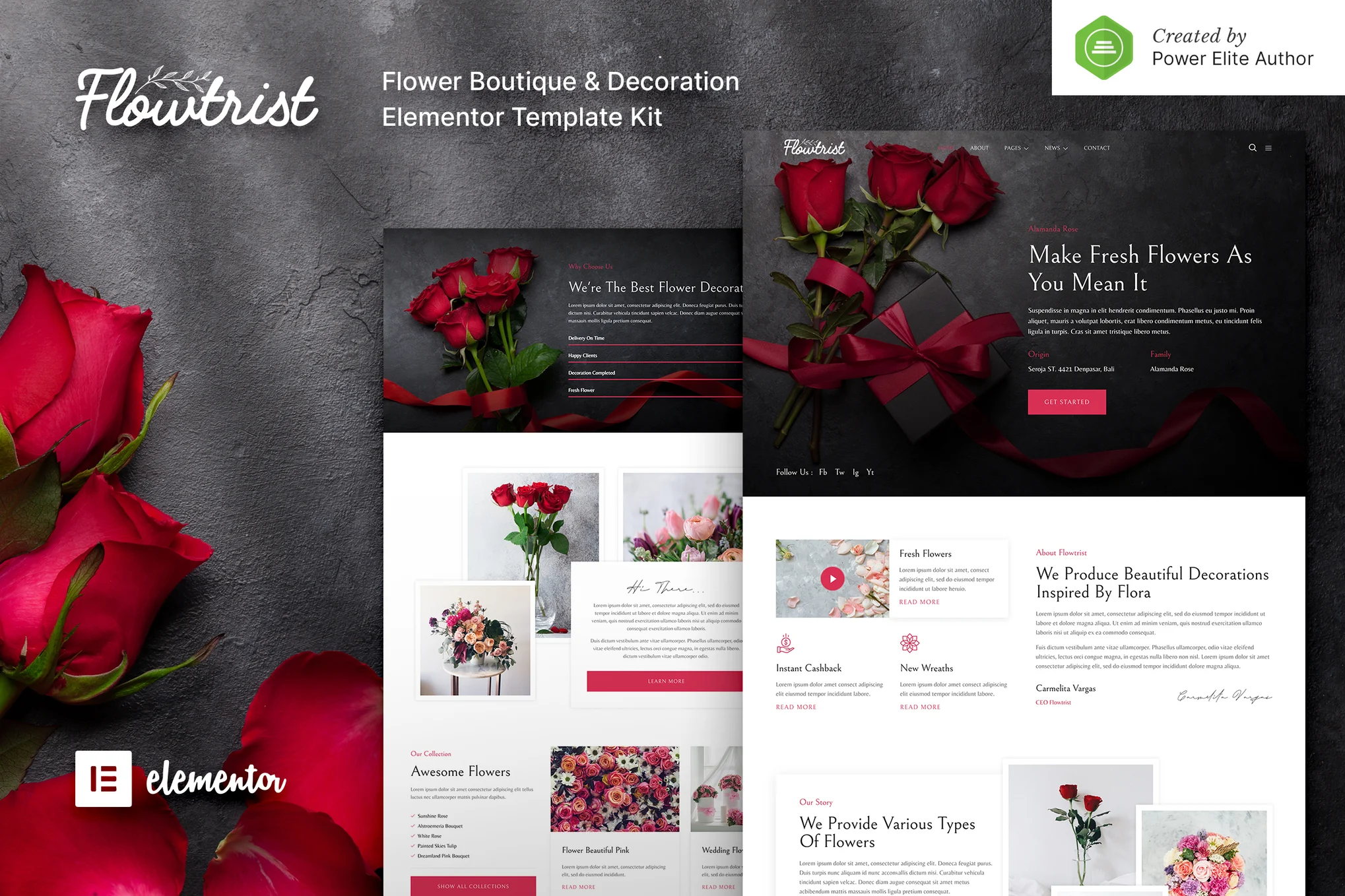 Flowtrist – Flower Boutique and Florist Elementor Template Kit