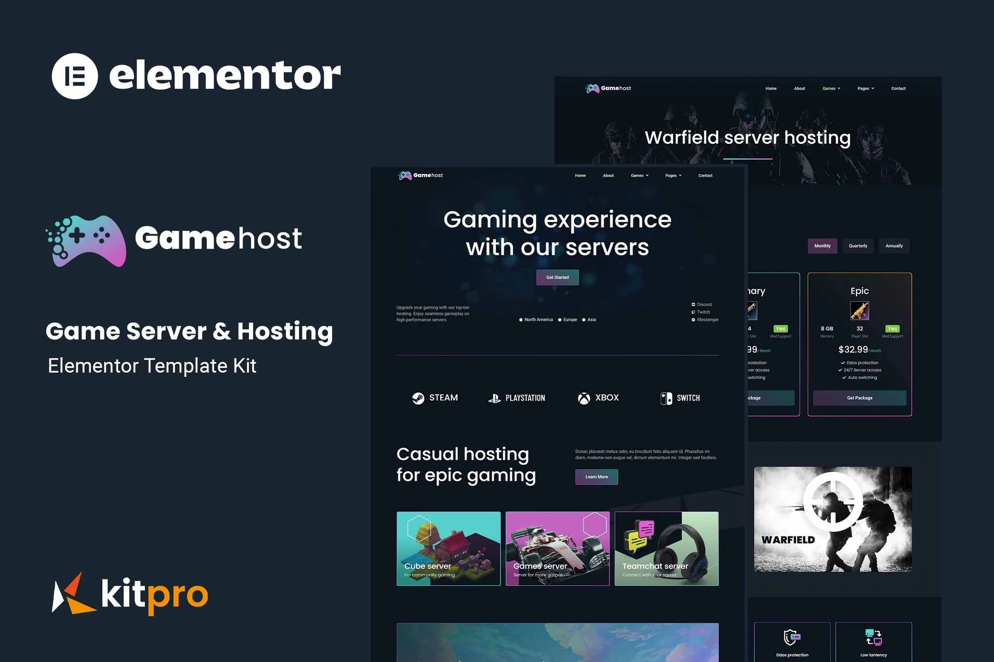 Gamehost – Game Server and Hosting Elementor Template Kit