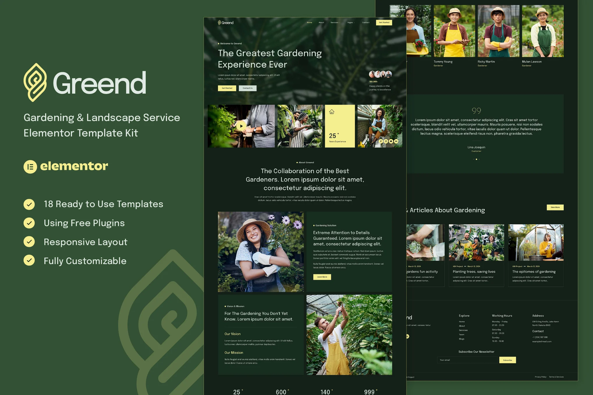 Greend – Gardening and Landscape Service Elementor Template Kit