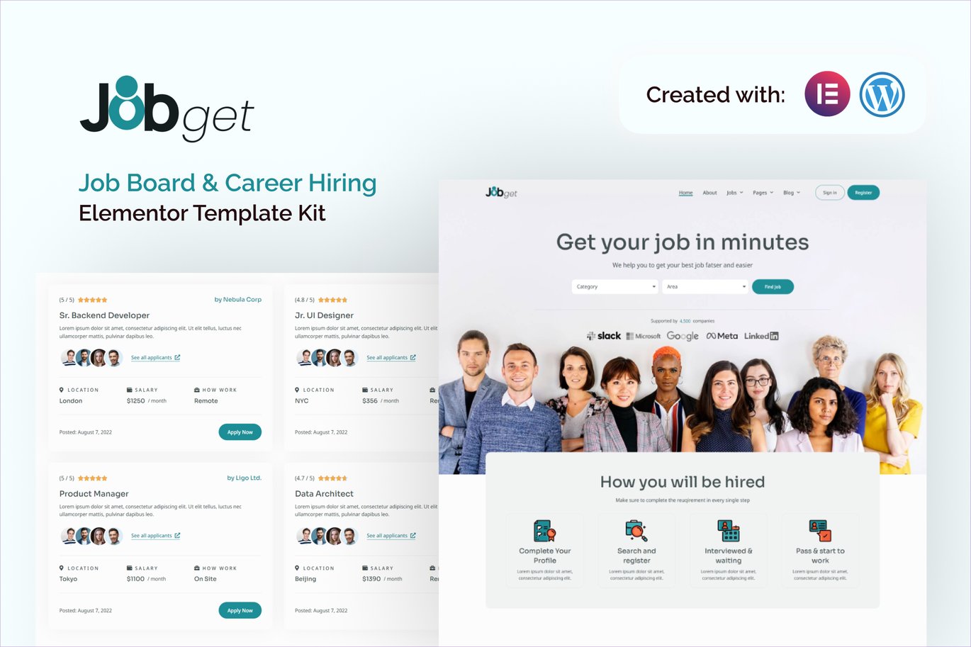 Jobget – Job Board and Career Hiring Elementor Template Kit