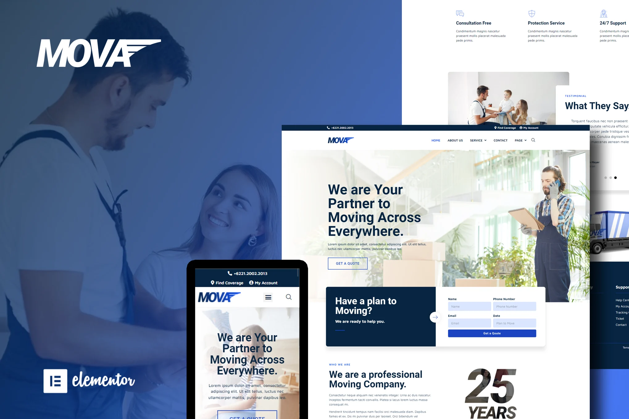 Mova – Moving Company Elementor Template Kit