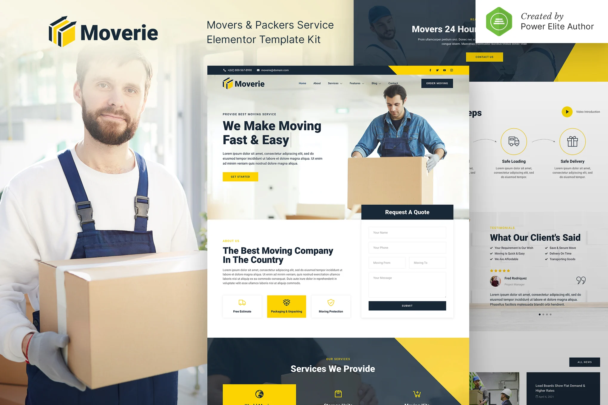 Moverie – Movers and Packers Service Elementor Template Kit