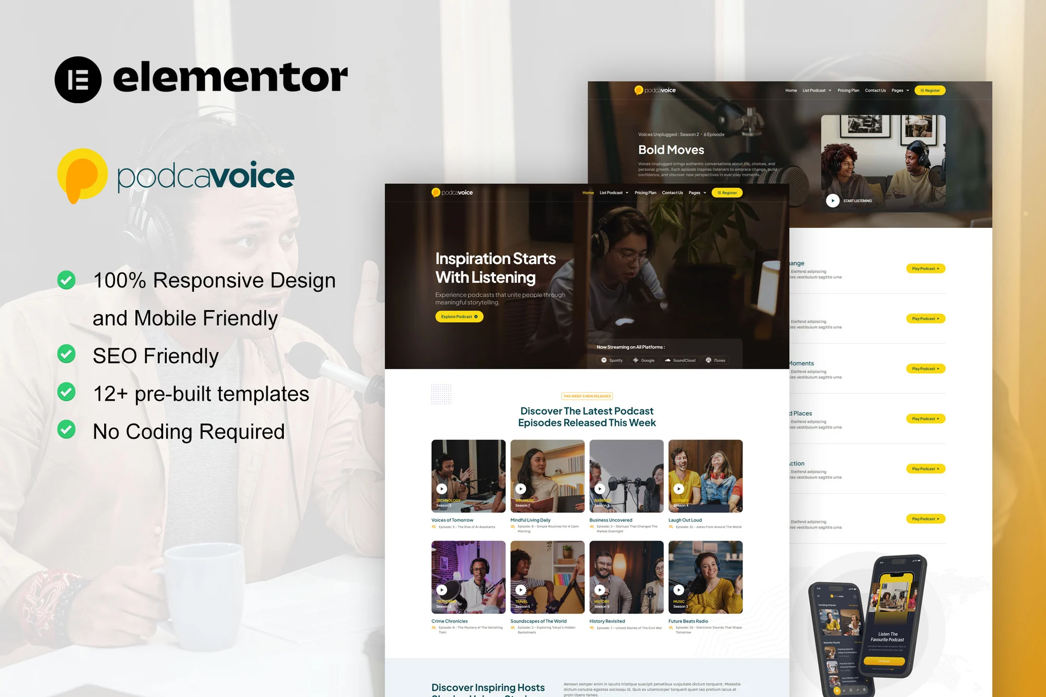 PodcaVoice – Podcaster and Streaming Elementor Template Kit