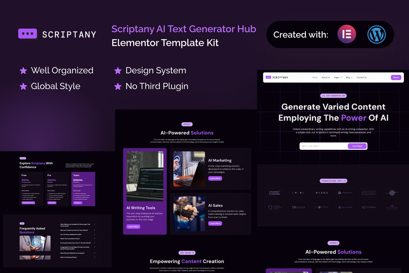 Scriptany – AI Text Generator Hub Elementor Pro Template Kit