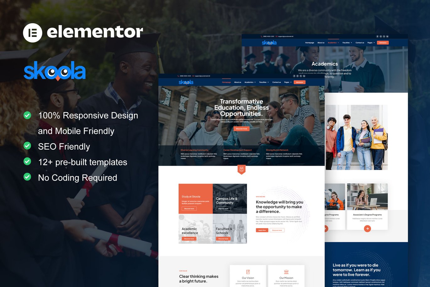 Skoola – University and School Elementor Pro Template Kit