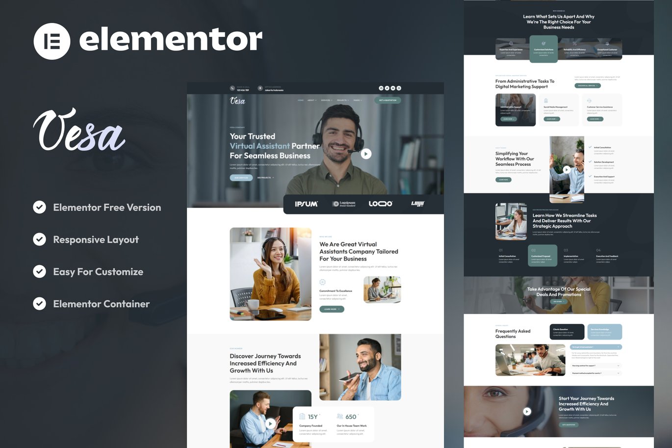 Vesa – Virtual Assistant Business Elementor Template Kit