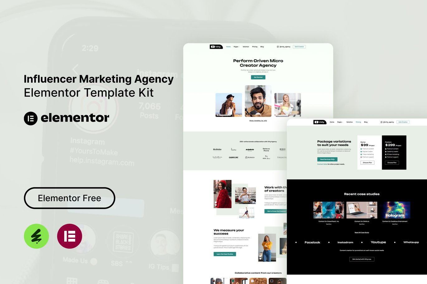 Virly – Influencer Marketing Agency Elementor Template Kit