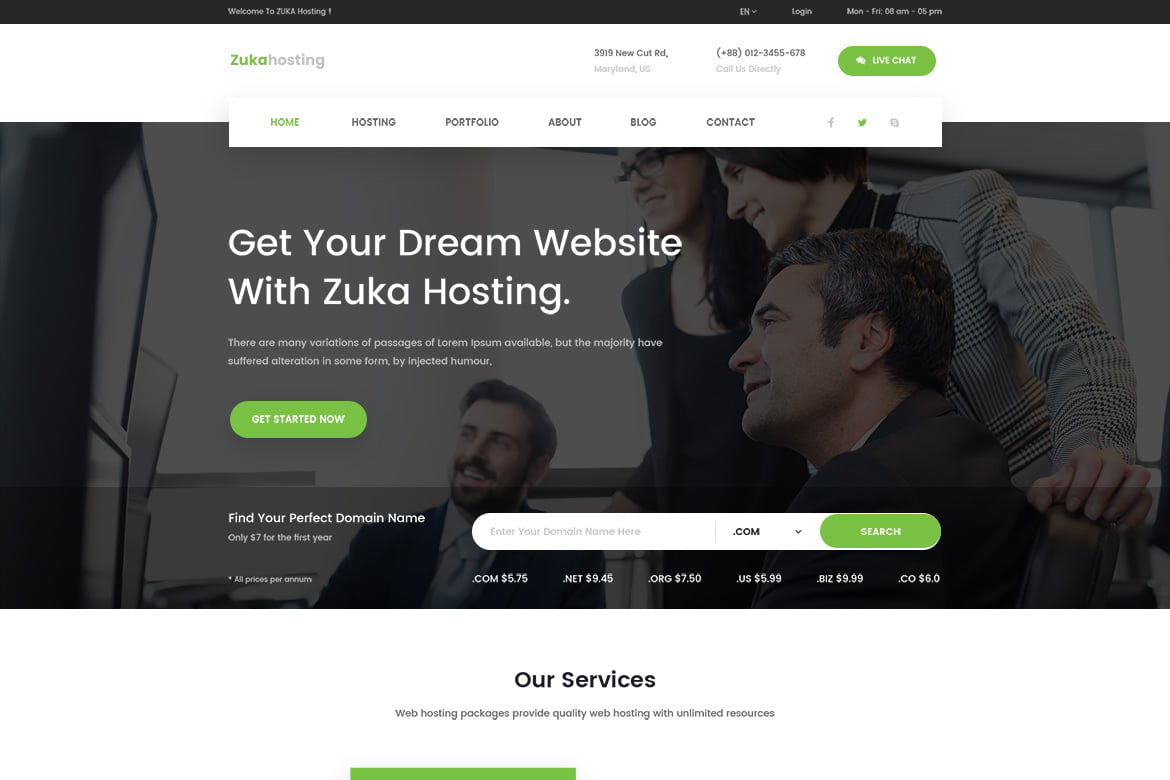 Zukahost – Domain and Web Hosting Template Kit