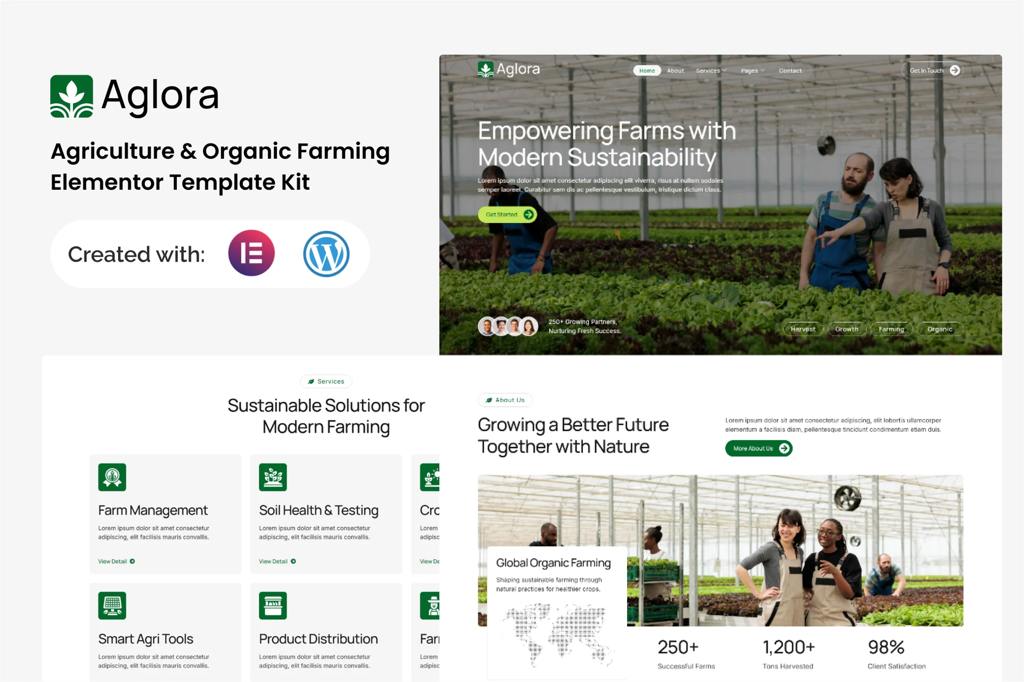 Aglora – Agriculture and Organic Farming Elementor Template Kit