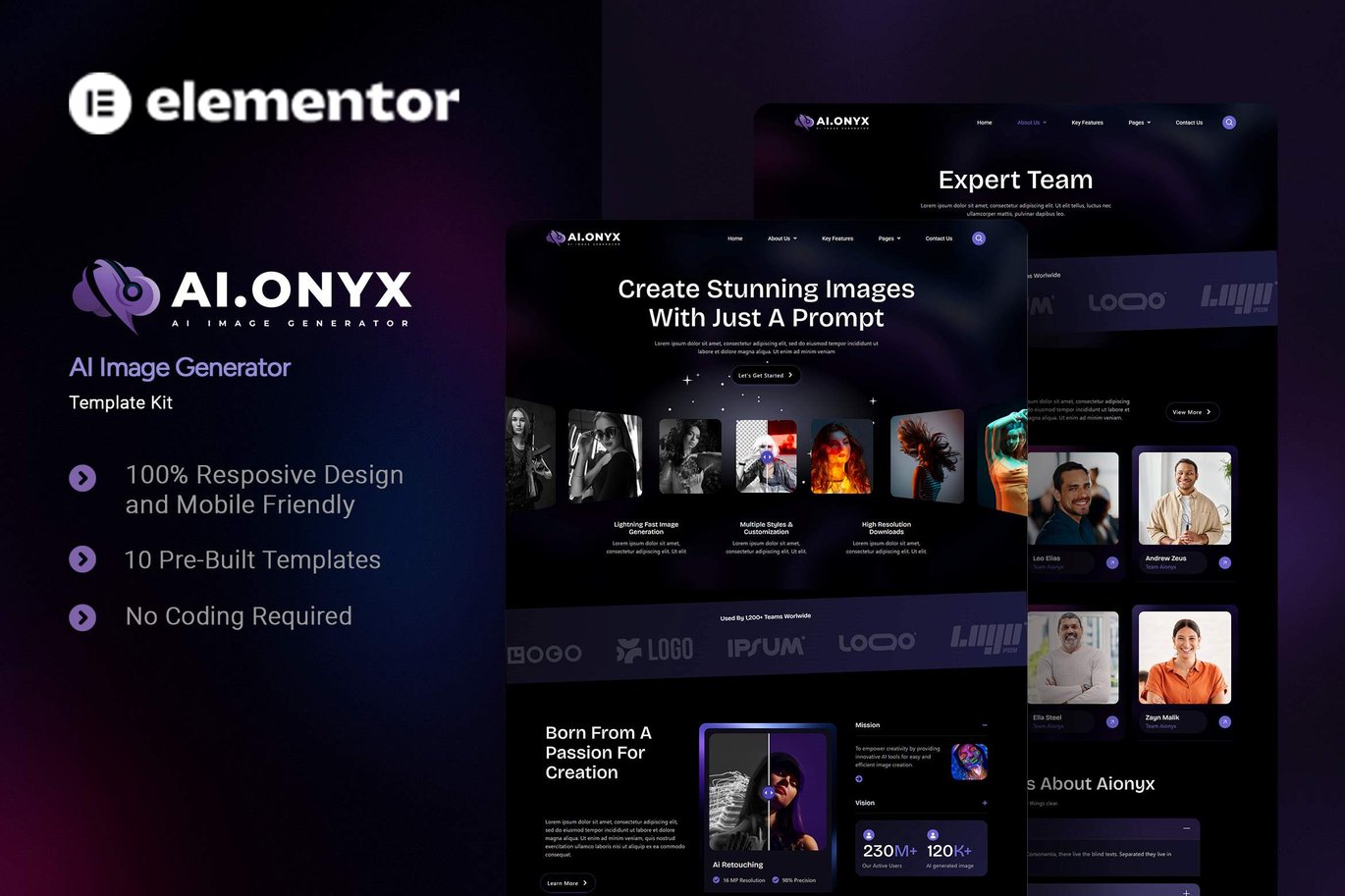 Aionyx – AI Image Generator Elementor Template Kit