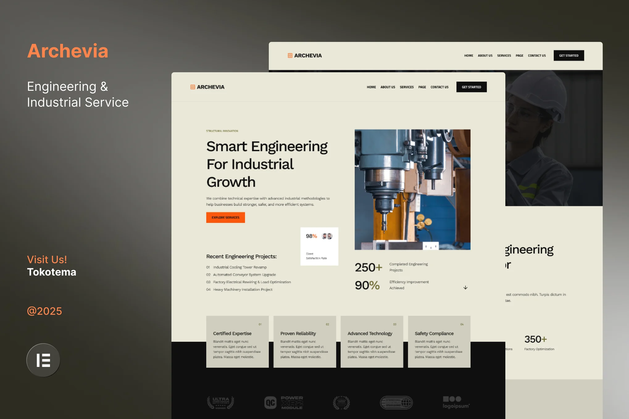 Archevia – Engineering and Industrial Service Website Elementor Kit