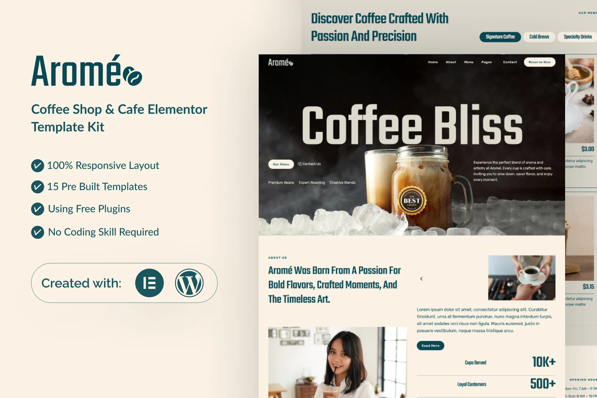 Arome – Coffee Shop and Cafe Elementor Template Kit