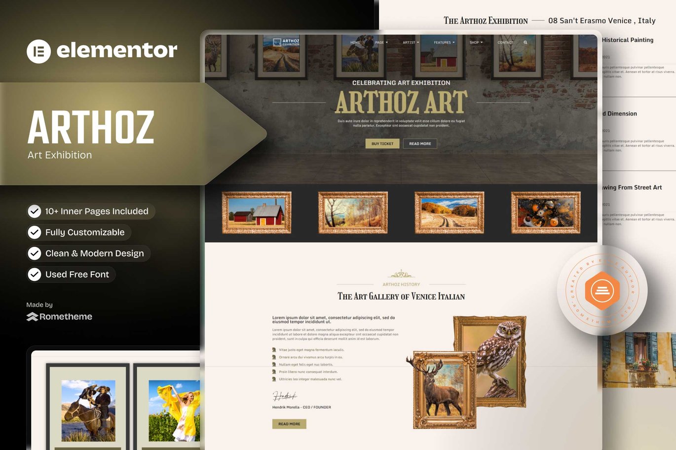 Arthoz – Art Exhibition Elementor Template kit