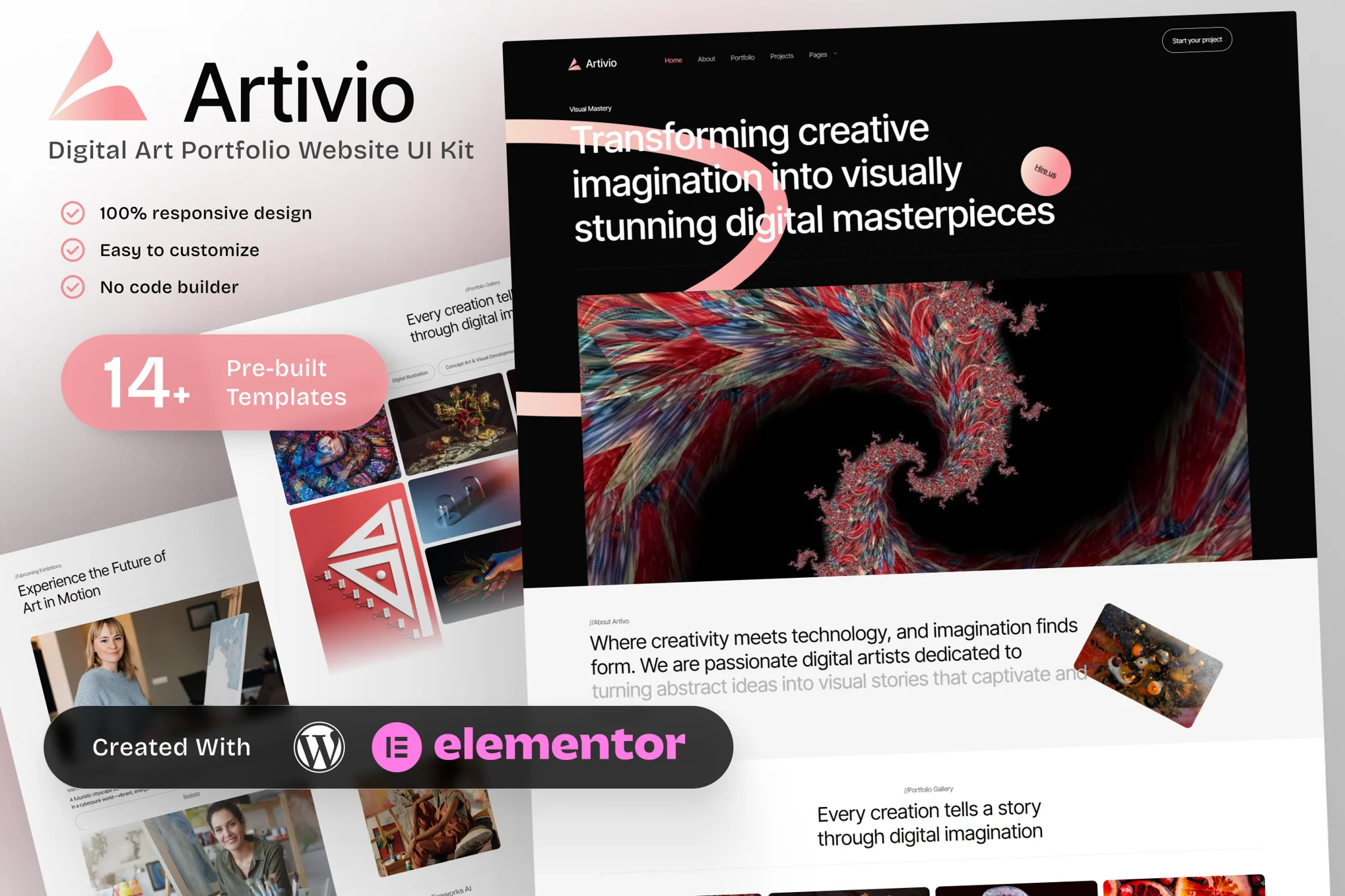 Artivio – Digital Art Portfolio Elementor Template Kit