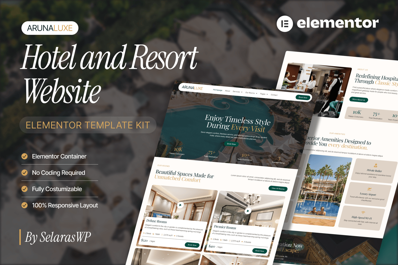 ArunaLuxe – Hotel and Resort Elementor Template Kit