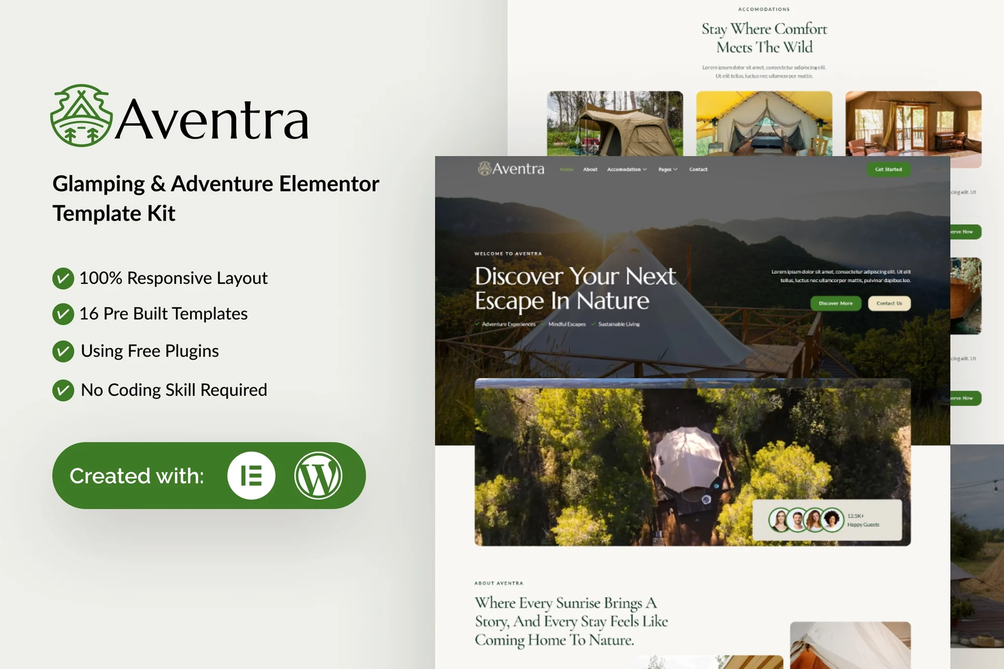 Aventra – Glamping and Adventure Elementor Template Kit