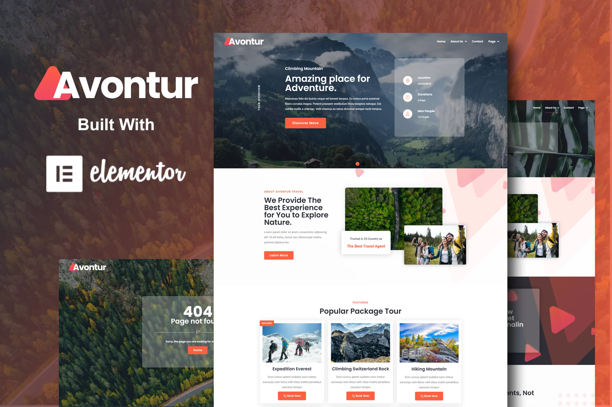 Avontur – Modern Tour and Travel Elementor Template Kit