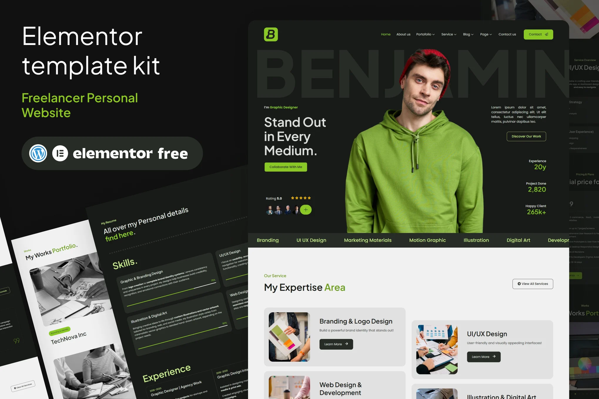 Benjamin – Freelancer Personal Website Template Kit