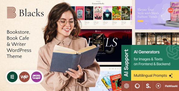 Blacks – Book Store, Book Cafe and Writer WordPress Theme