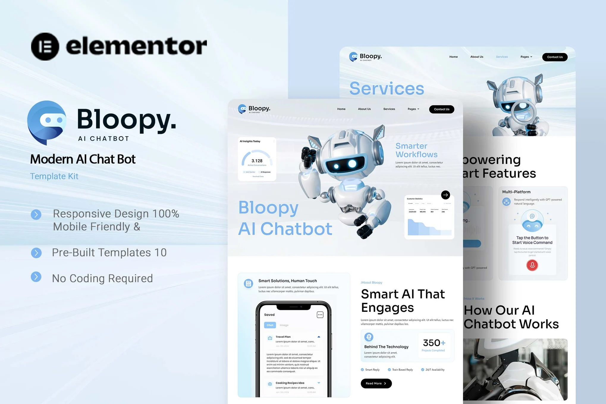 Bloopy – Modern AI Chat Bot Elementor Template Kit