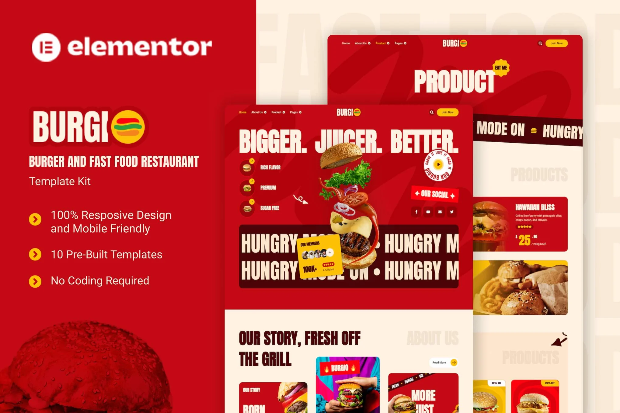Burgio – Burger and Fast Food Restaurant Elementor Template Kit