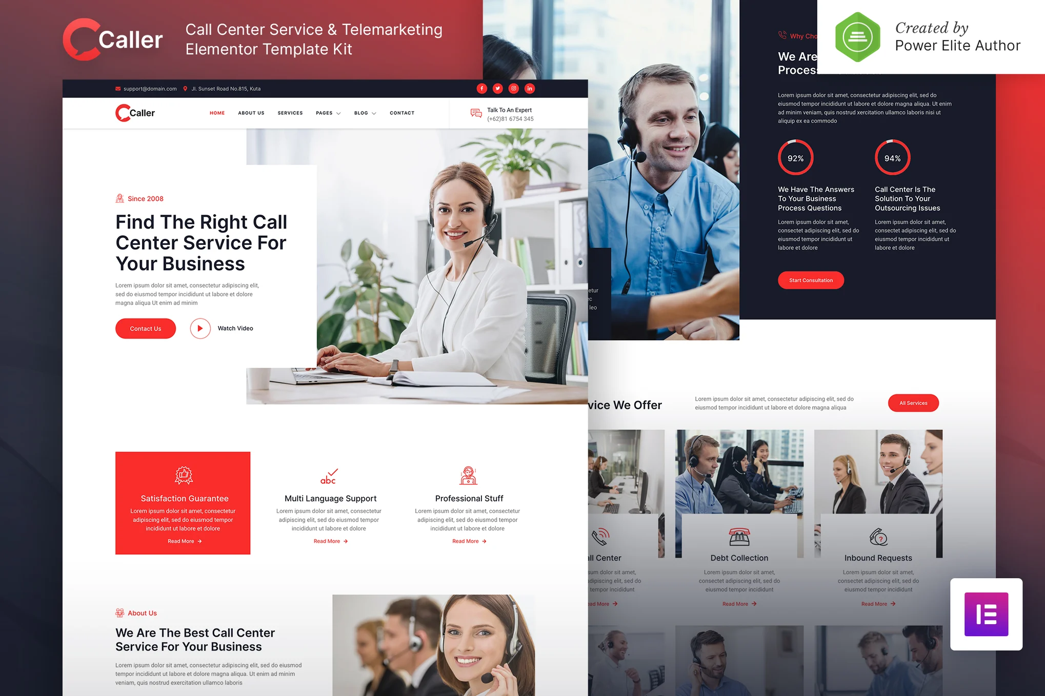 Callerr – Call Center Service and Telemarketing Elementor Template Kit