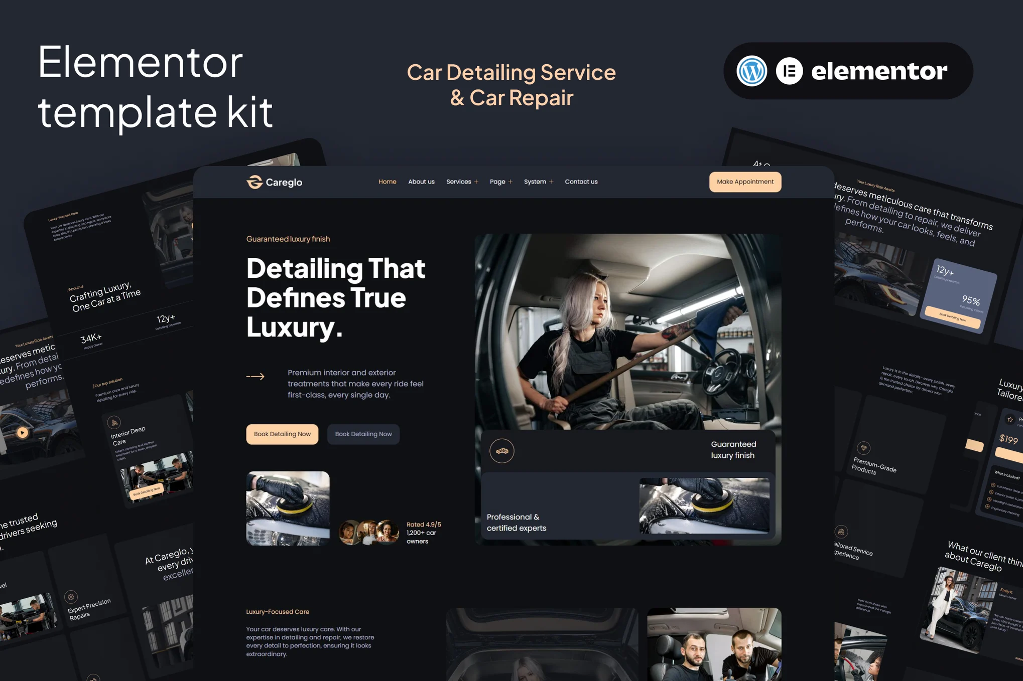 Careglo – Car Detailing Service and Car Repair Elementor Template Kit