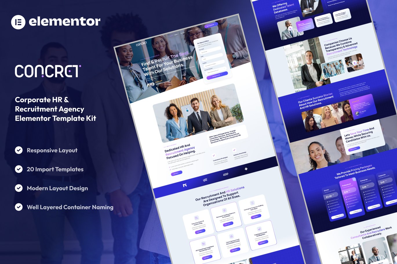 Concret – Corporate HR and Recruitment Agency Elementor Template Kit