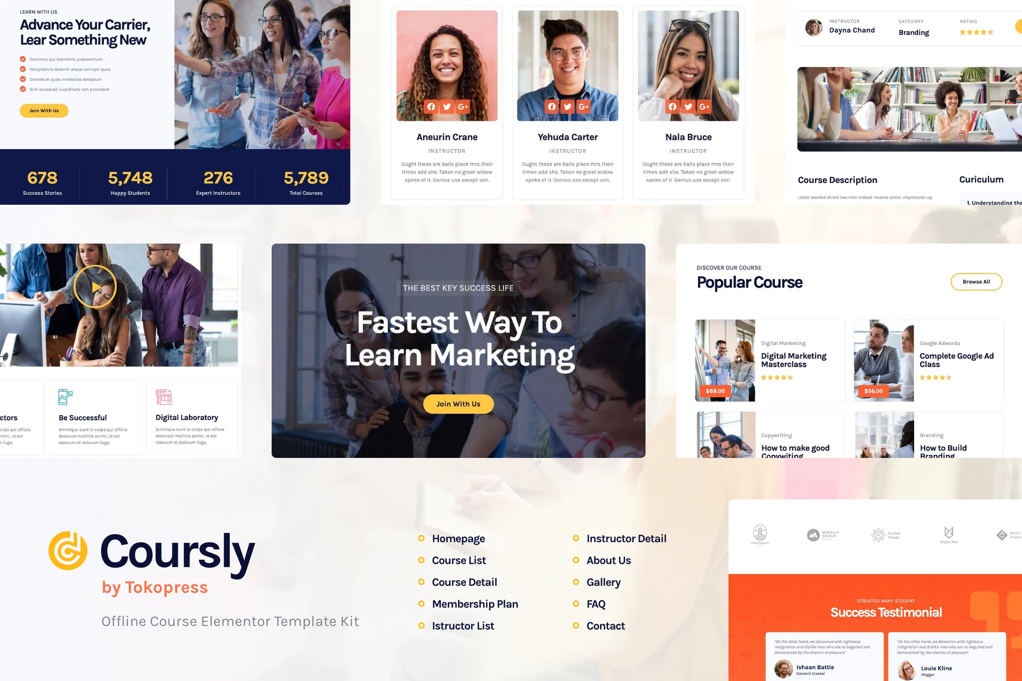Coursly | Education and Offline Course Elementor Template Kit
