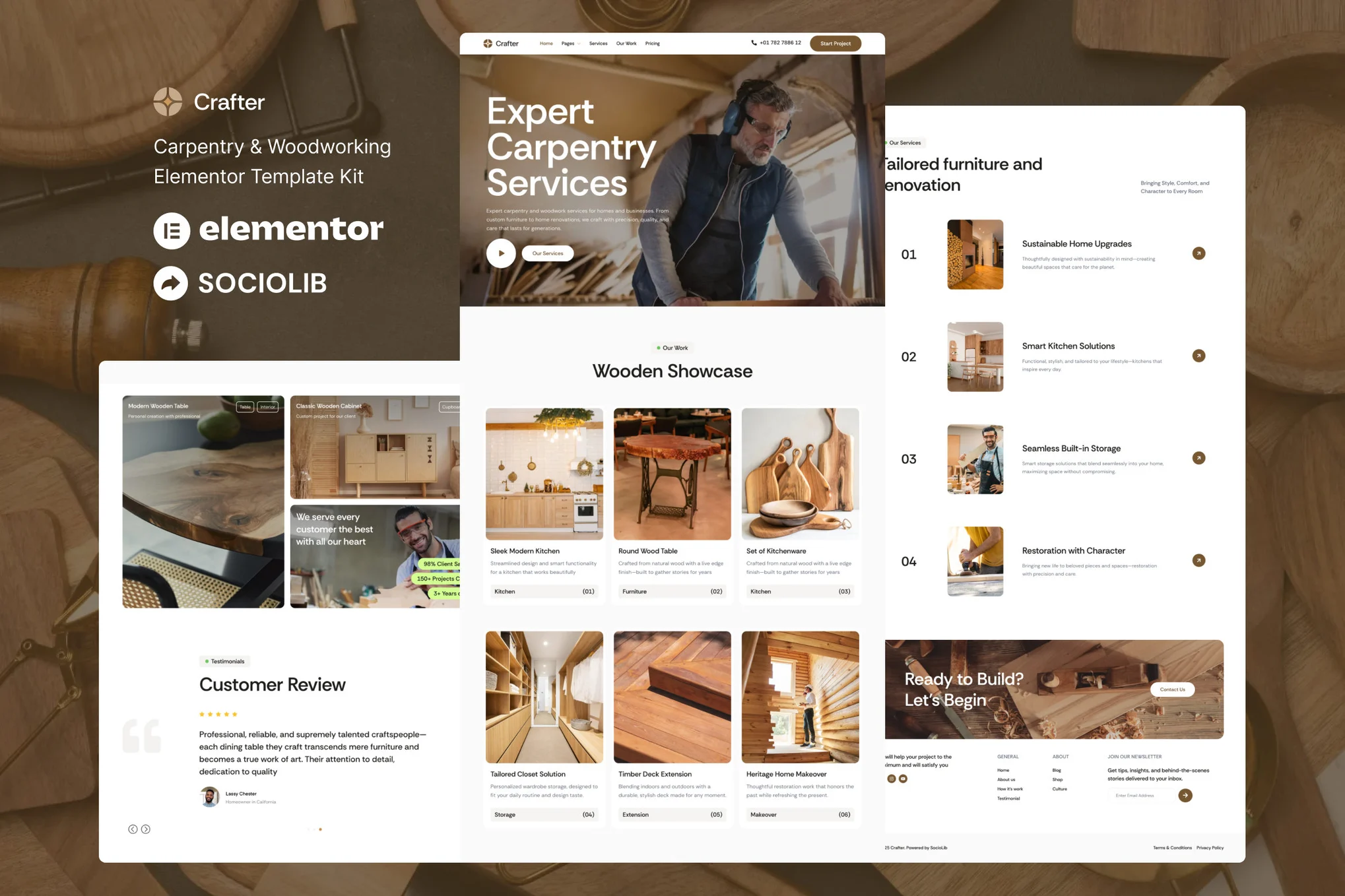 Crafter – Carpentry and Woodworking Elementor Template Kit