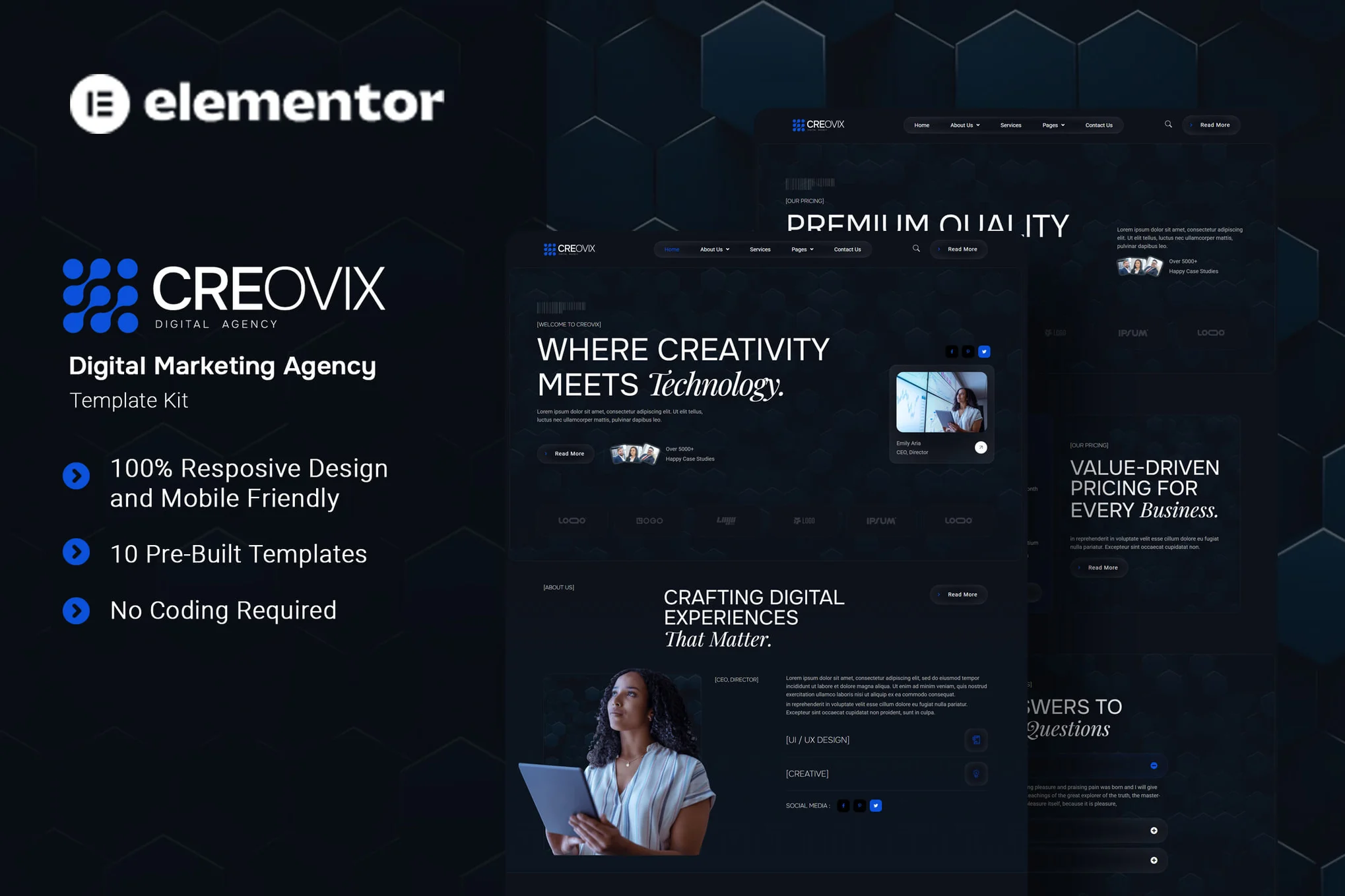 Creovix – Digital Marketing Agency Elementor Template Kit