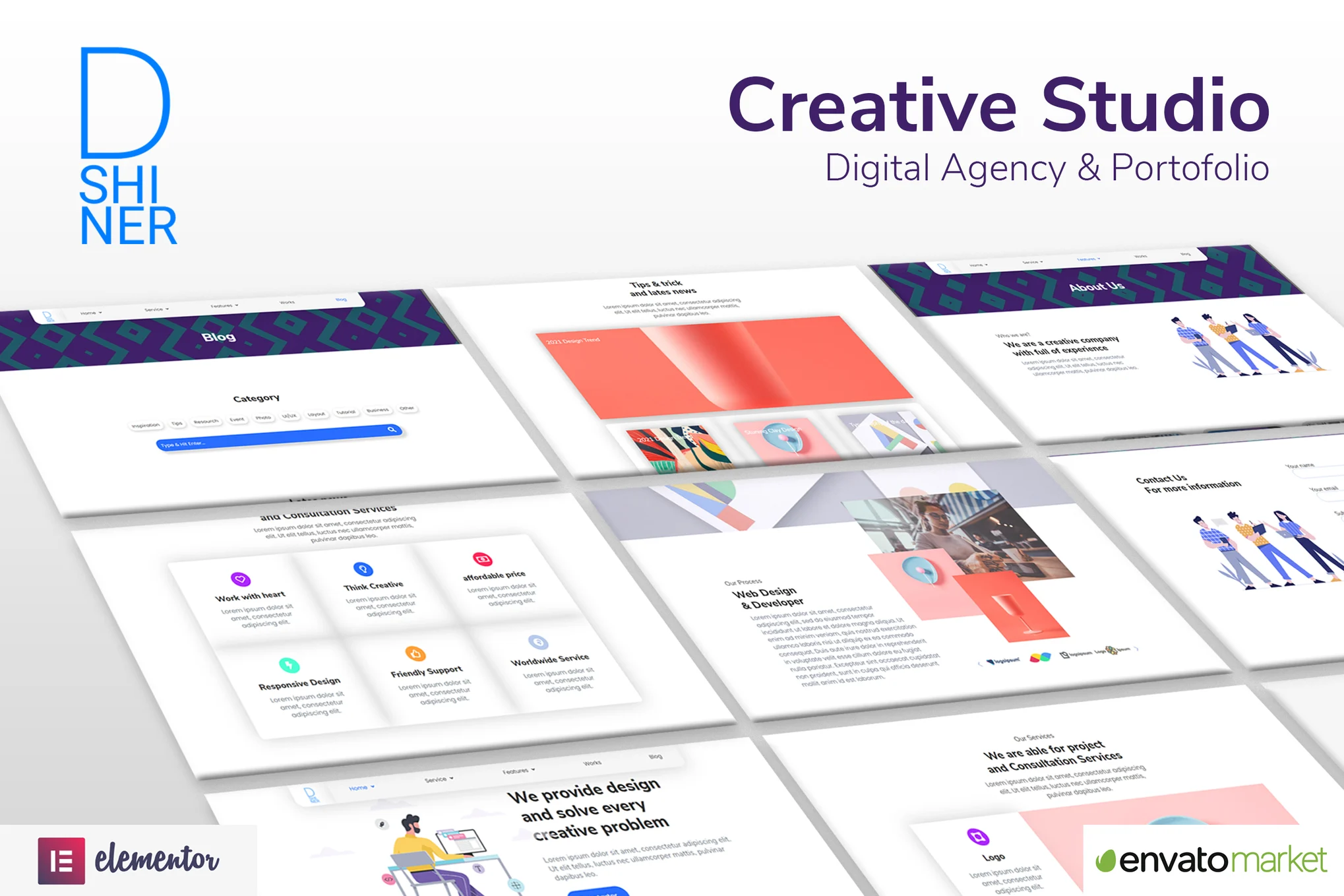 D’Shiner Creative Studio and Digital Agency Elementor Template Kit